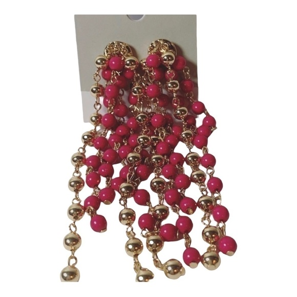 BP Dangling Pink and Gold Earrings - Picture 1 of 3